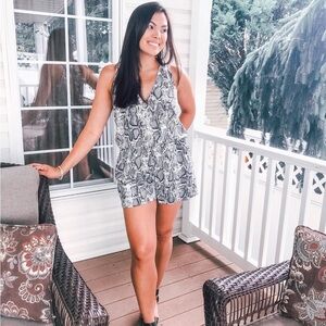 Blue Blush Snake Print Romper